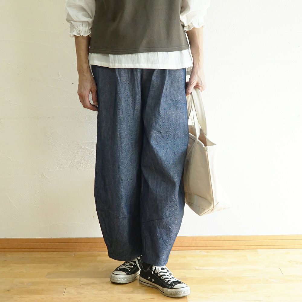 Branch m‘.,ブランチエム,ナチュラル,30代,40代,50代,60代,コーデセット,コーディネートセット,セット売り,ゆったり,ベスト,裏毛,裏毛ベスト,デニム,コクーンパンツ,デニムパンツ,デニムコクーンパンツ