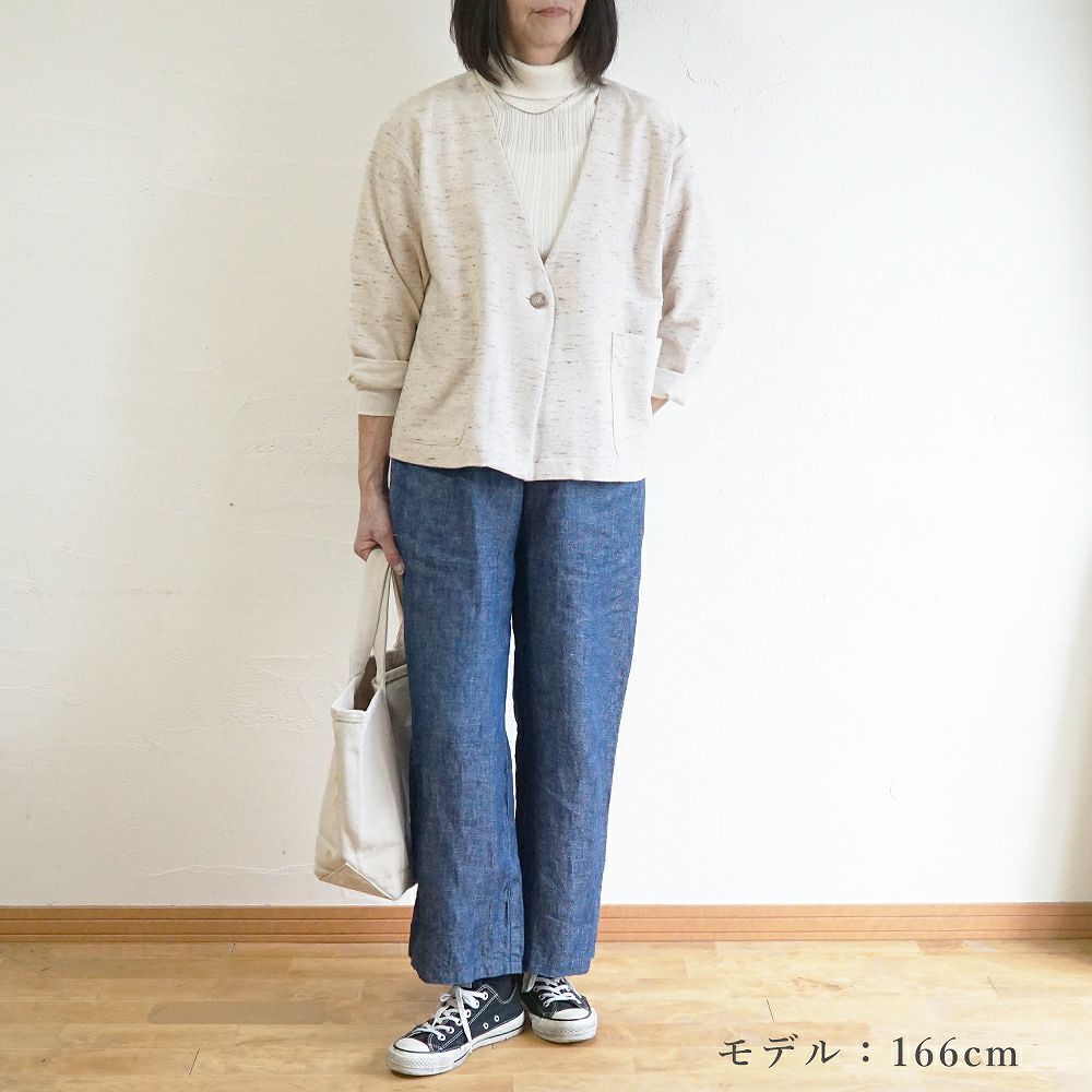 Branch m‘.,ブランチエム,ナチュラル,30代,40代,50代,60代,コットン,ゆったり,綿,アウター,カーディガン,ジャケット,羽織り,羽織,ライトアウター,Vネックジャケット,Vネックカーディガン,ネップ,ジャズネップ