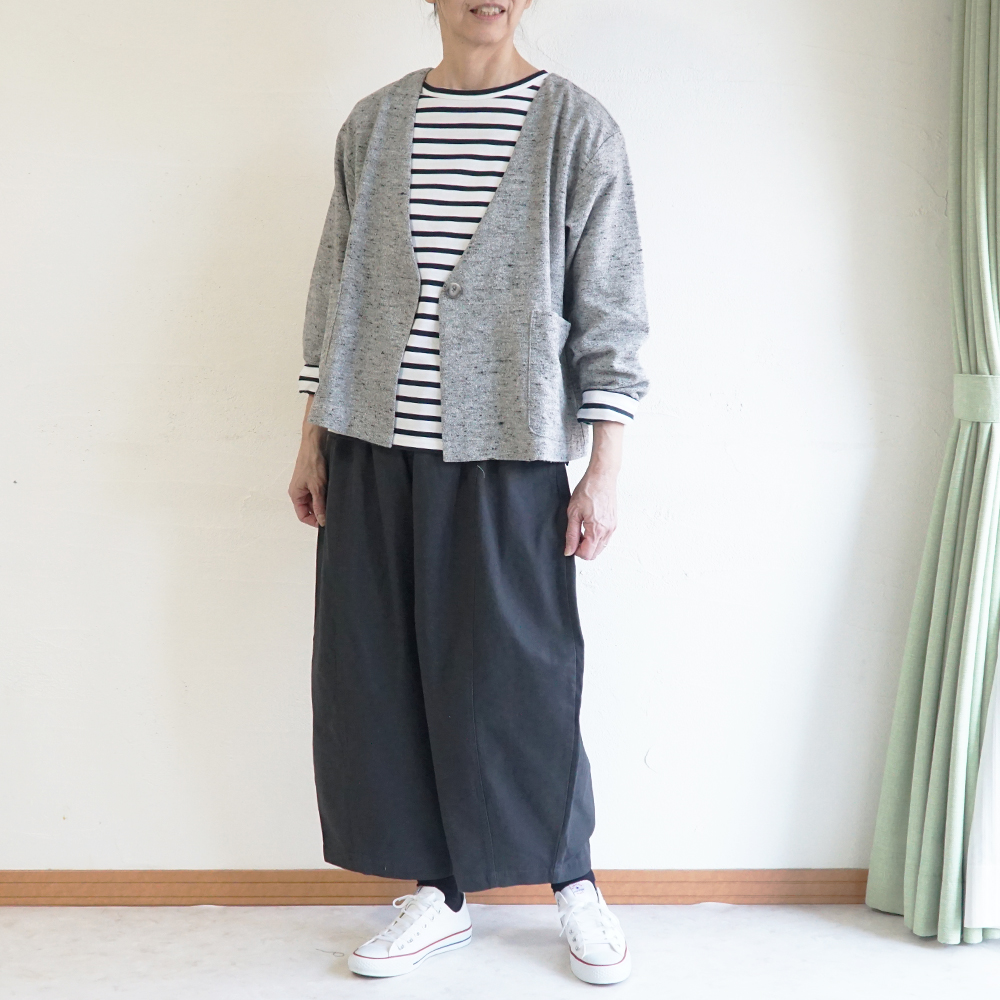 Branch m‘.,ブランチエム,ナチュラル,30代,40代,50代,60代,コットン,ゆったり,綿,アウター,カーディガン,ジャケット,羽織り,羽織,ライトアウター,Vネックジャケット,Vネックカーディガン,ネップ,ジャズネップ