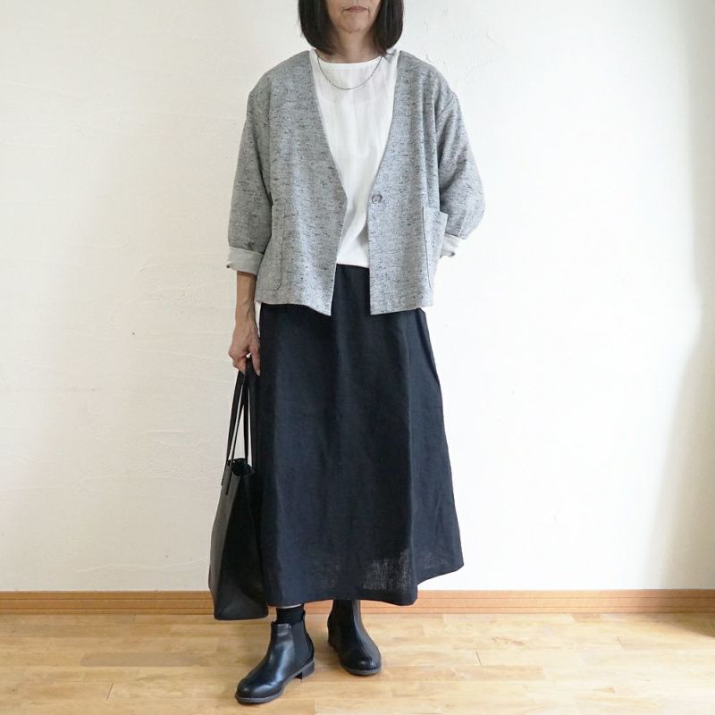 Branch m‘.,ブランチエム,ナチュラル,30代,40代,50代,60代,コットン,ゆったり,綿,アウター,カーディガン,ジャケット,羽織り,羽織,ライトアウター,Vネックジャケット,Vネックカーディガン,ネップ,ジャズネップ