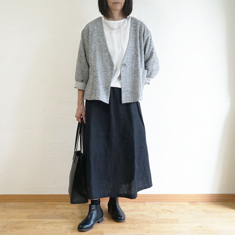 Branch m‘.,ブランチエム,ナチュラル,30代,40代,50代,60代,コットン,ゆったり,綿,アウター,カーディガン,ジャケット,羽織り,羽織,ライトアウター,Vネックジャケット,Vネックカーディガン,ネップ,ジャズネップ