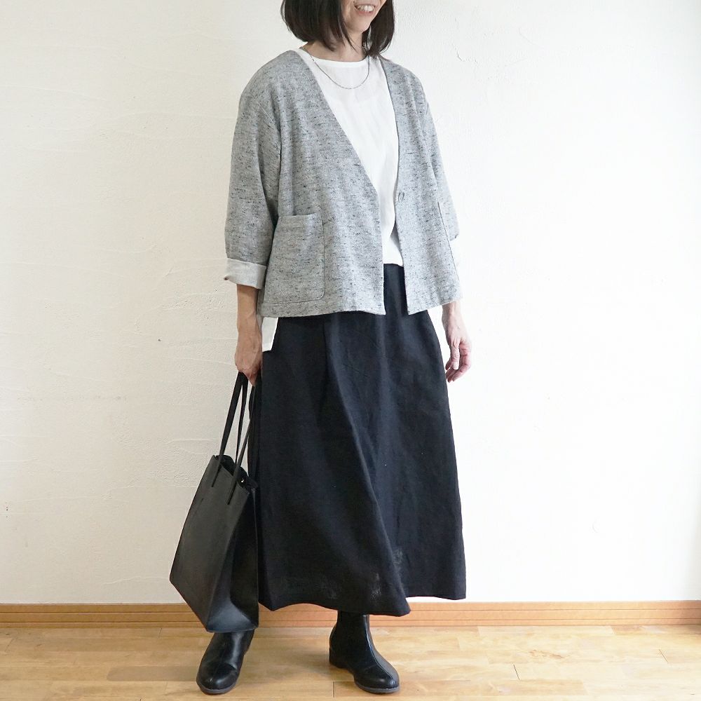 Branch m‘.,ブランチエム,ナチュラル,30代,40代,50代,60代,コットン,ゆったり,綿,アウター,カーディガン,ジャケット,羽織り,羽織,ライトアウター,Vネックジャケット,Vネックカーディガン,ネップ,ジャズネップ