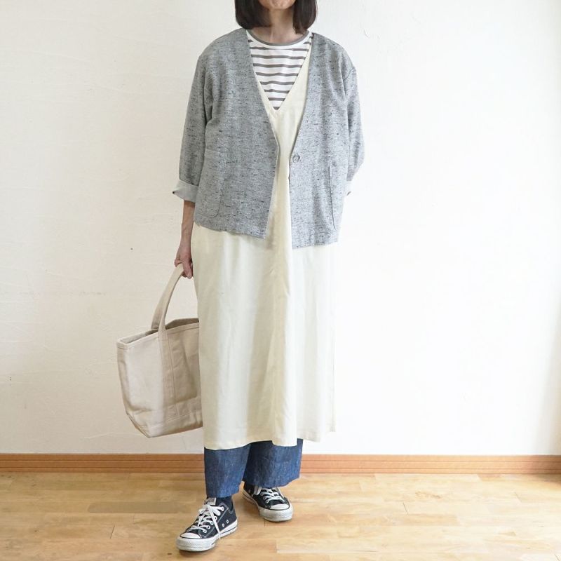 Branch m‘.,ブランチエム,ナチュラル,30代,40代,50代,60代,コットン,ゆったり,綿,アウター,カーディガン,ジャケット,羽織り,羽織,ライトアウター,Vネックジャケット,Vネックカーディガン,ネップ,ジャズネップ
