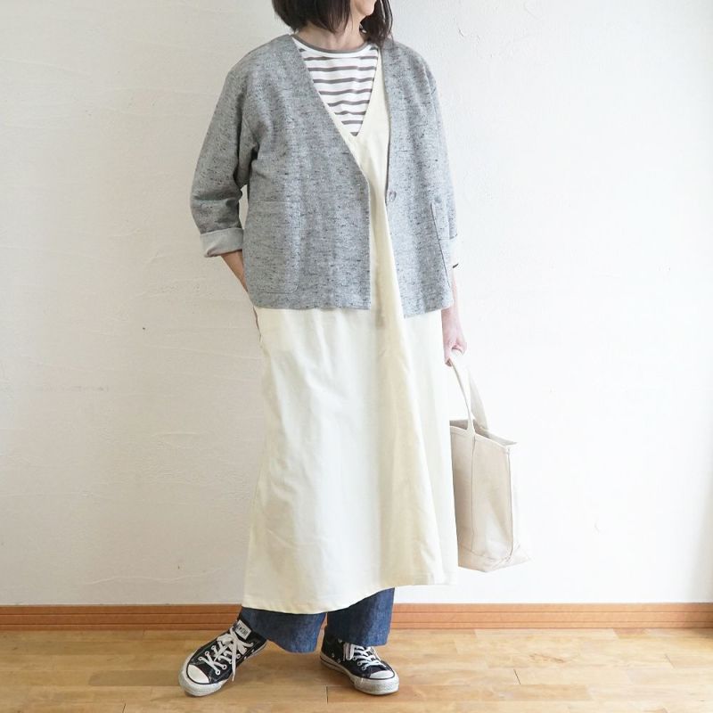 Branch m‘.,ブランチエム,ナチュラル,30代,40代,50代,60代,コットン,ゆったり,綿,アウター,カーディガン,ジャケット,羽織り,羽織,ライトアウター,Vネックジャケット,Vネックカーディガン,ネップ,ジャズネップ