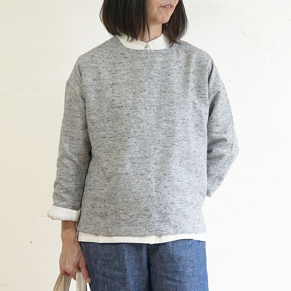 Branch m‘.,ブランチエム,ナチュラル,30代,40代,50代,60代,コットン,ゆったり,綿,プルオーバー,長袖,ネップ,ジャズネップ