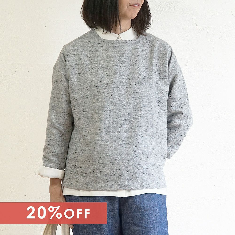 Branch m‘.,ブランチエム,ナチュラル,30代,40代,50代,60代,コットン,ゆったり,綿,プルオーバー,長袖,ネップ,ジャズネップ