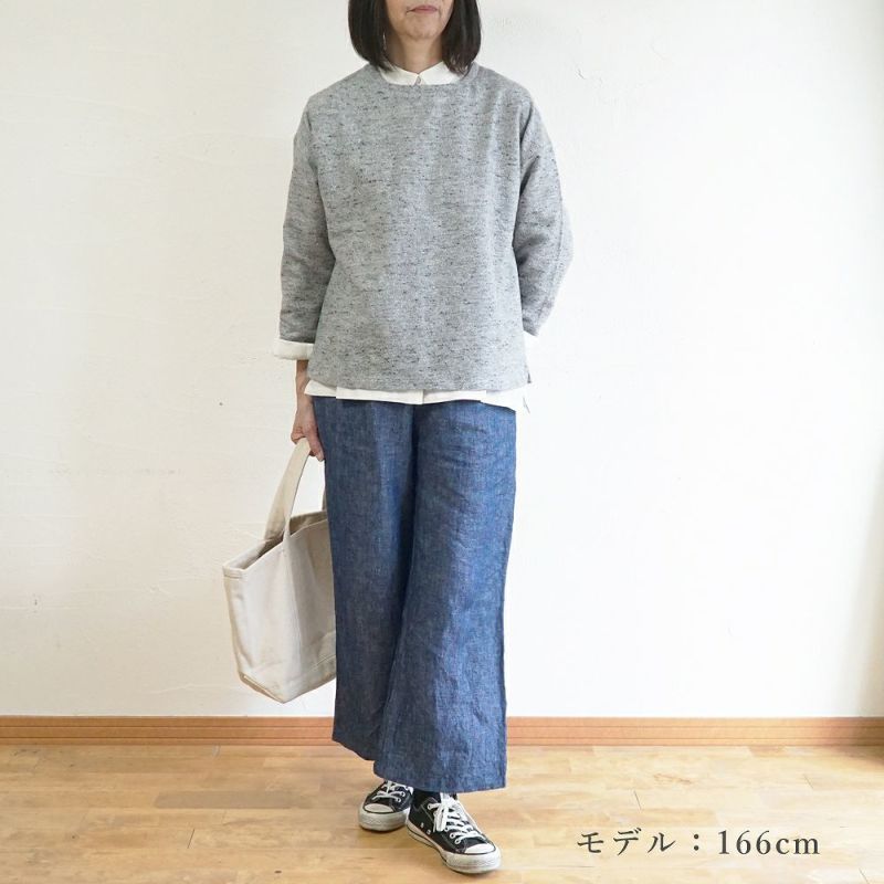 Branch m‘.,ブランチエム,ナチュラル,30代,40代,50代,60代,コットン,ゆったり,綿,プルオーバー,長袖,ネップ,ジャズネップ