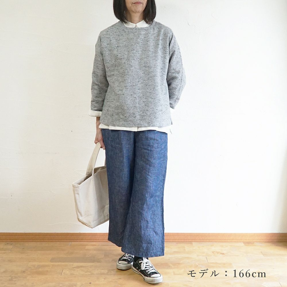 Branch m‘.,ブランチエム,ナチュラル,30代,40代,50代,60代,コットン,ゆったり,綿,プルオーバー,長袖,ネップ,ジャズネップ