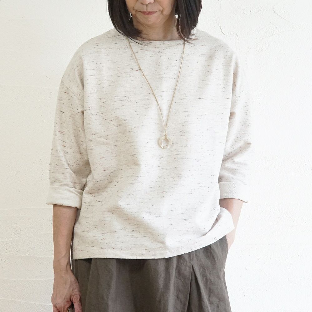 Branch m‘.,ブランチエム,ナチュラル,30代,40代,50代,60代,コットン,ゆったり,綿,プルオーバー,長袖,ネップ,ジャズネップ