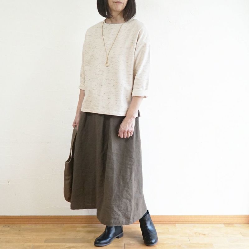 Branch m‘.,ブランチエム,ナチュラル,30代,40代,50代,60代,コットン,ゆったり,綿,プルオーバー,長袖,ネップ,ジャズネップ