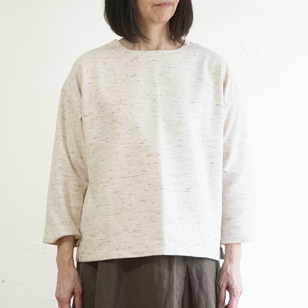 Branch m‘.,ブランチエム,ナチュラル,30代,40代,50代,60代,コットン,ゆったり,綿,プルオーバー,長袖,ネップ,ジャズネップ