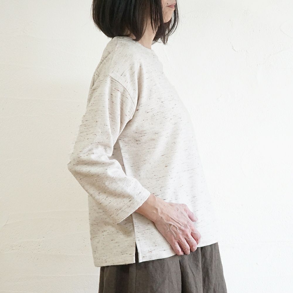 Branch m‘.,ブランチエム,ナチュラル,30代,40代,50代,60代,コットン,ゆったり,綿,プルオーバー,長袖,ネップ,ジャズネップ