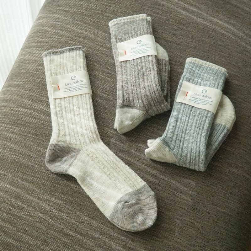 Branch m‘.,ブランチエム,ナチュラル,30代,40代,50代,60代,コットン,ゆったり,bluewillow,ブルーウィロー,靴下,ソックス,コットンソックス,ウールソックス,ウール靴下,ウールリネン