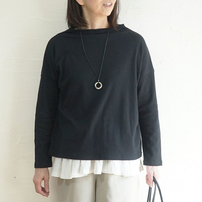 Branch m‘.,ブランチエム,ナチュラル,30代,40代,50代,60代,コットン,綿,ゆったり,Tシャツ,カットソー,ボトルネック,ボトルネックプルオーバー,,長袖