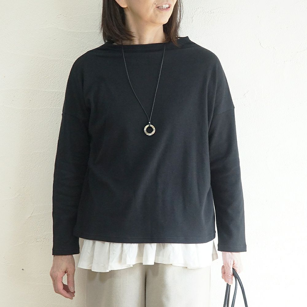 Branch m‘.,ブランチエム,ナチュラル,30代,40代,50代,60代,コットン,綿,ゆったり,Tシャツ,カットソー,ボトルネック,ボトルネックプルオーバー,,長袖