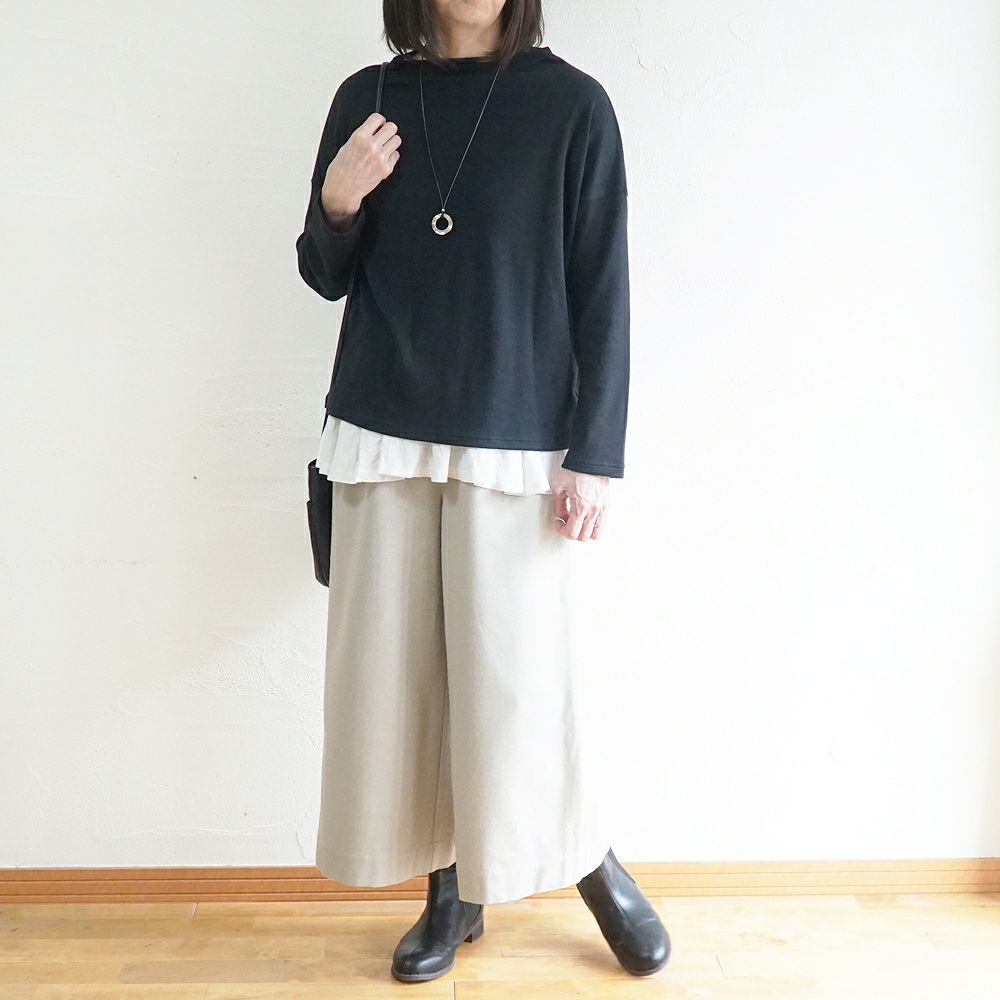 Branch m‘.,ブランチエム,ナチュラル,30代,40代,50代,60代,コットン,綿,ゆったり,Tシャツ,カットソー,ボトルネック,ボトルネックプルオーバー,,長袖