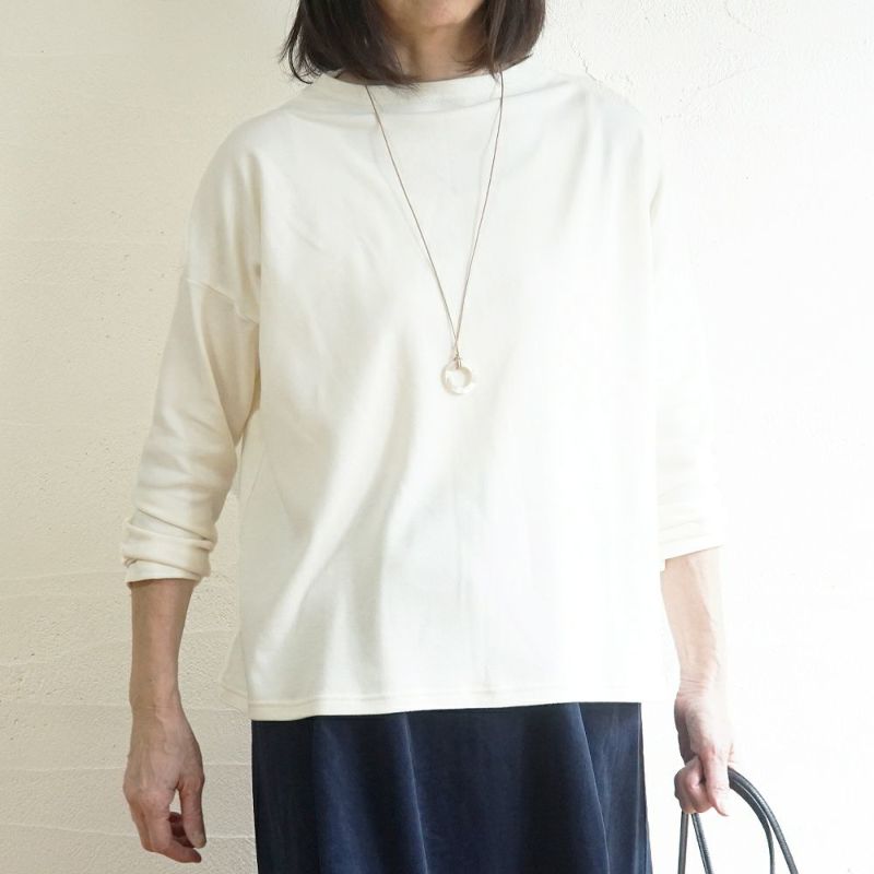 Branch m‘.,ブランチエム,ナチュラル,30代,40代,50代,60代,コットン,綿,ゆったり,Tシャツ,カットソー,ボトルネック,ボトルネックプルオーバー,,長袖