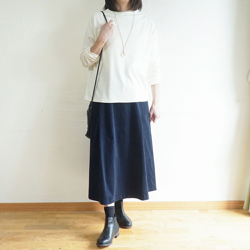 Branch m‘.,ブランチエム,ナチュラル,30代,40代,50代,60代,コットン,綿,ゆったり,Tシャツ,カットソー,ボトルネック,ボトルネックプルオーバー,,長袖