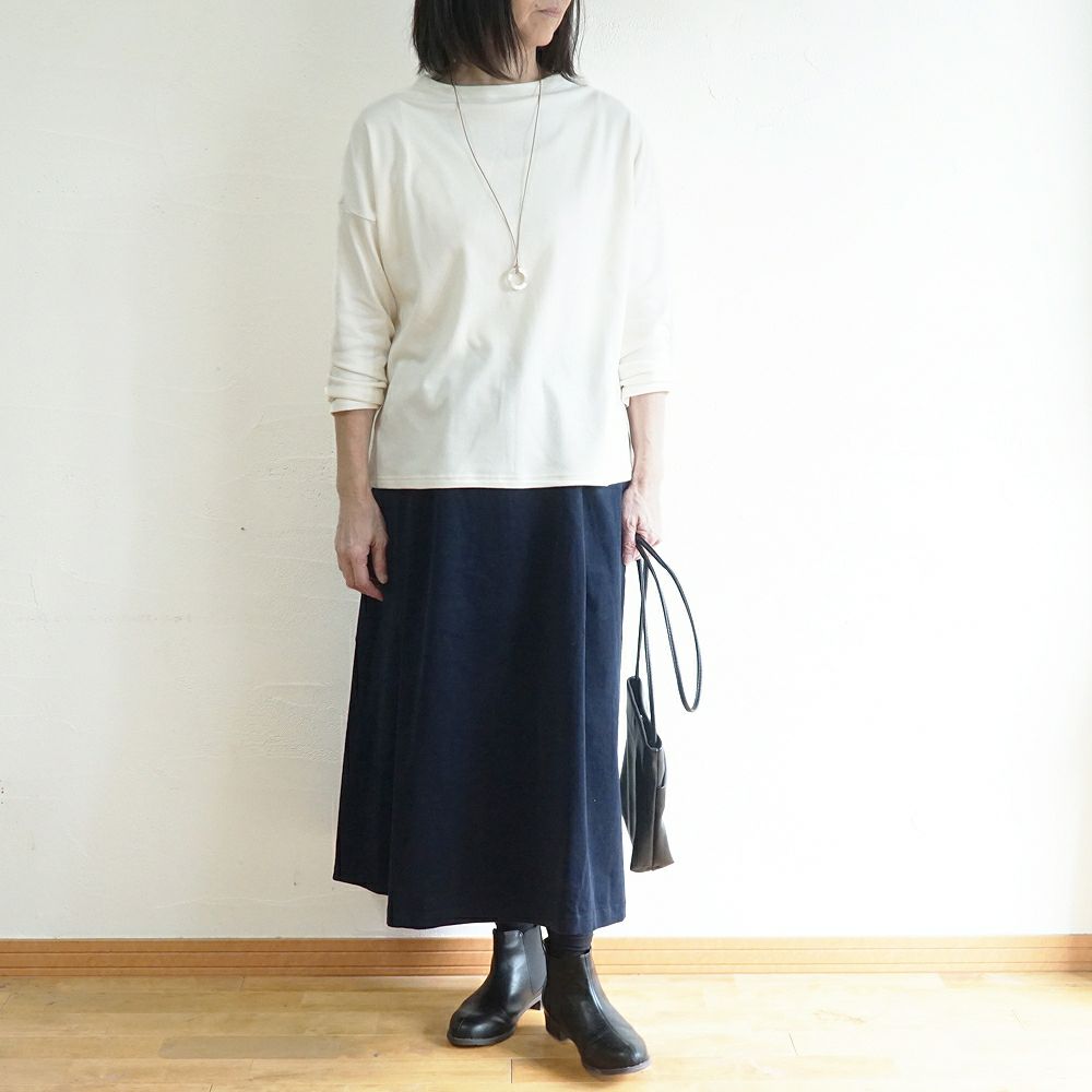 Branch m‘.,ブランチエム,ナチュラル,30代,40代,50代,60代,コットン,綿,ゆったり,Tシャツ,カットソー,ボトルネック,ボトルネックプルオーバー,,長袖