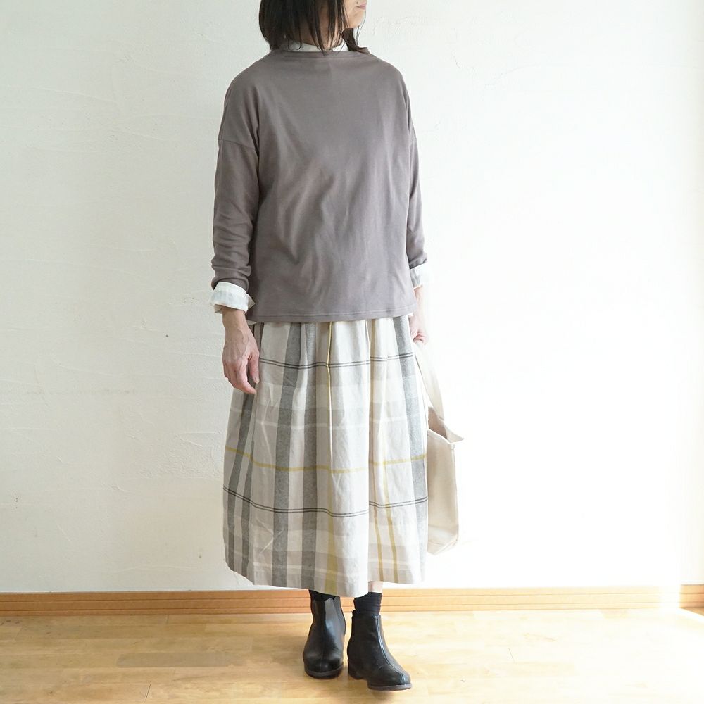 Branch m‘.,ブランチエム,ナチュラル,30代,40代,50代,60代,コットン,綿,ゆったり,Tシャツ,カットソー,ボトルネック,ボトルネックプルオーバー,,長袖