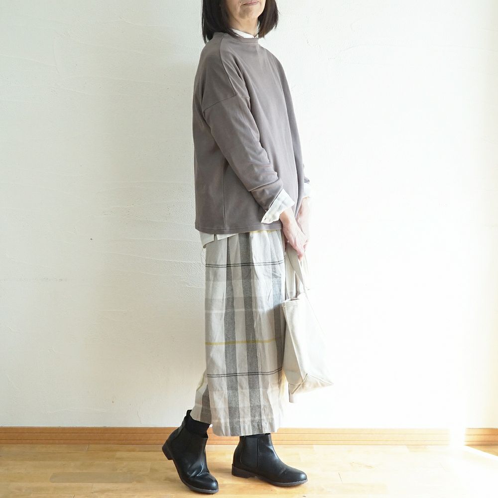 Branch m‘.,ブランチエム,ナチュラル,30代,40代,50代,60代,コットン,綿,ゆったり,Tシャツ,カットソー,ボトルネック,ボトルネックプルオーバー,,長袖