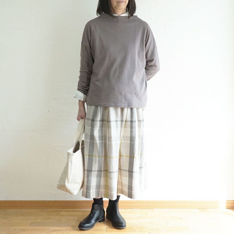 Branch m‘.,ブランチエム,ナチュラル,30代,40代,50代,60代,コットン,綿,ゆったり,Tシャツ,カットソー,ボトルネック,ボトルネックプルオーバー,,長袖