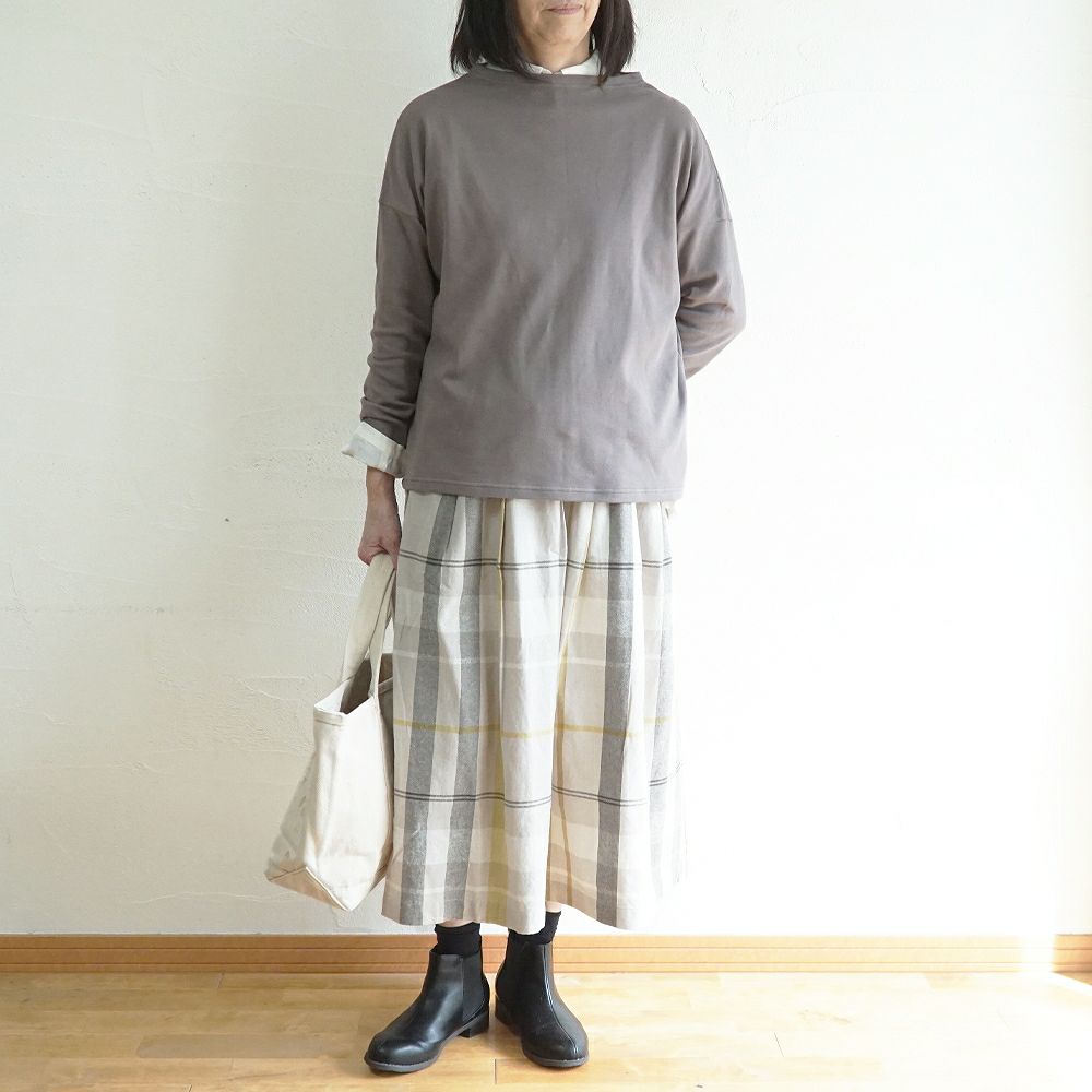 Branch m‘.,ブランチエム,ナチュラル,30代,40代,50代,60代,コットン,綿,ゆったり,Tシャツ,カットソー,ボトルネック,ボトルネックプルオーバー,,長袖