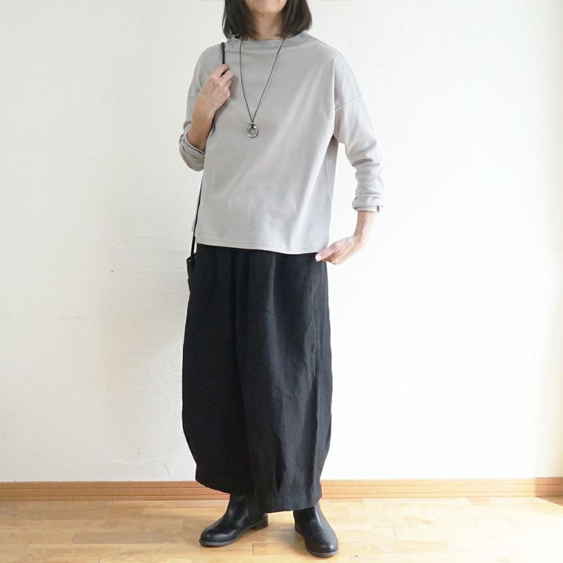 Branch m‘.,ブランチエム,ナチュラル,30代,40代,50代,60代,コットン,綿,ゆったり,Tシャツ,カットソー,ボトルネック,ボトルネックプルオーバー,,長袖