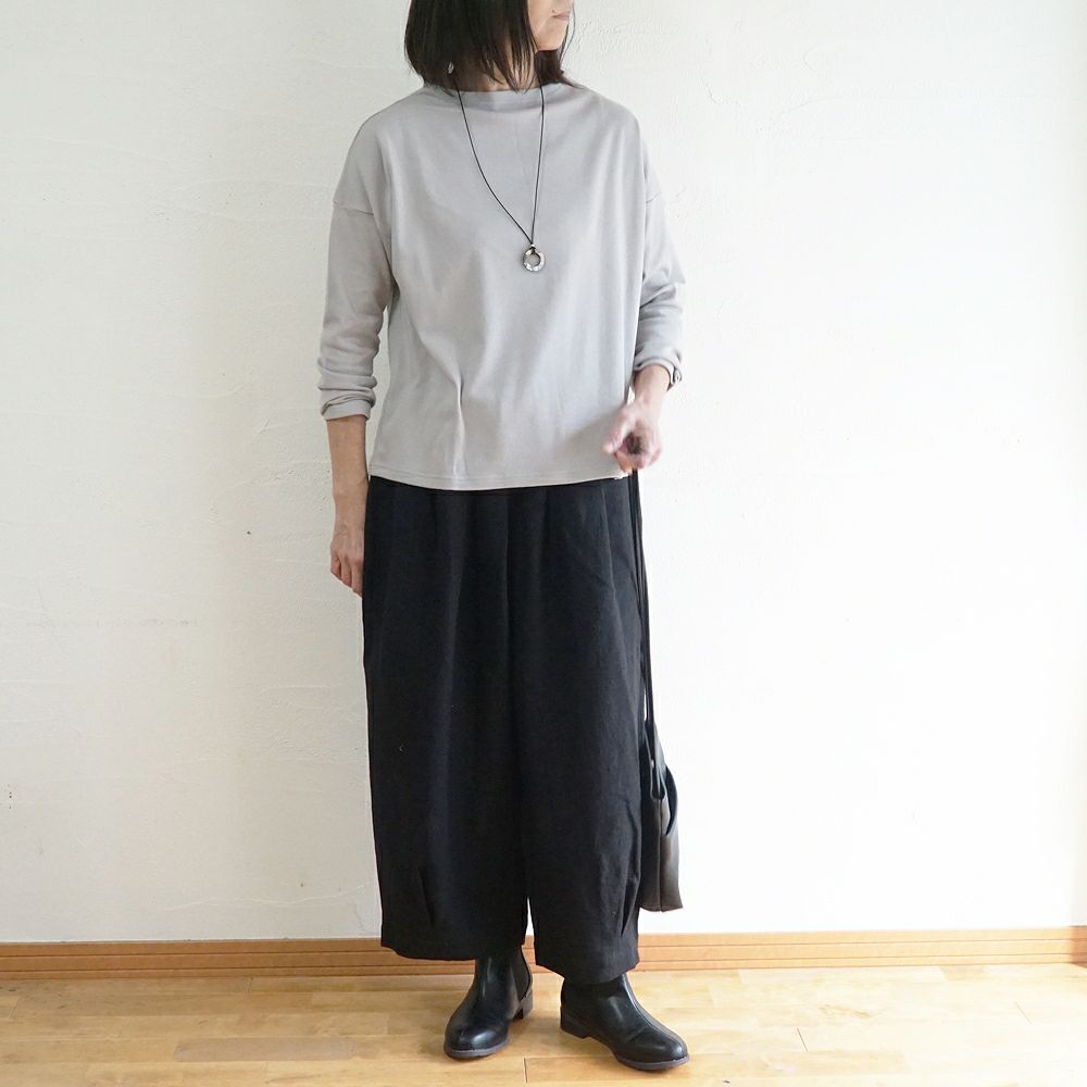 Branch m‘.,ブランチエム,ナチュラル,30代,40代,50代,60代,コットン,綿,ゆったり,Tシャツ,カットソー,ボトルネック,ボトルネックプルオーバー,,長袖