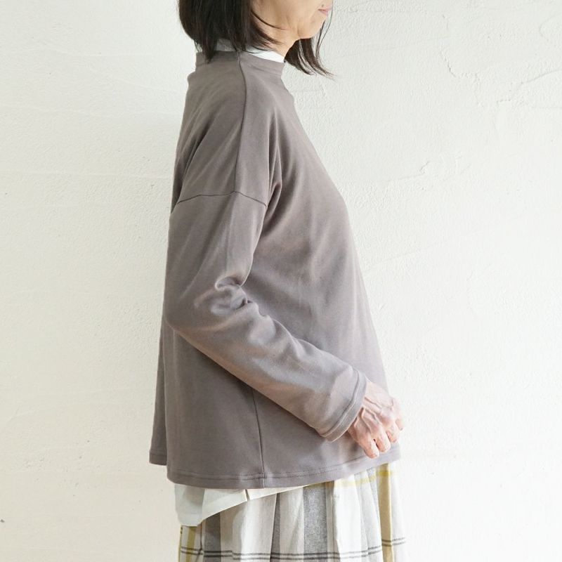 Branch m‘.,ブランチエム,ナチュラル,30代,40代,50代,60代,コットン,綿,ゆったり,Tシャツ,カットソー,ボトルネック,ボトルネックプルオーバー,,長袖