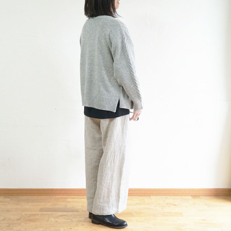 Branch m‘.,ブランチエム,ナチュラル,30代,40代,50代,60代,ウール,ゆったり,knit,ニット,ウール混,カーディガン,ケーブルニット,ケーブルニットカーディガン,ニットカーディガン,ニットカーデ,ケーブル編み