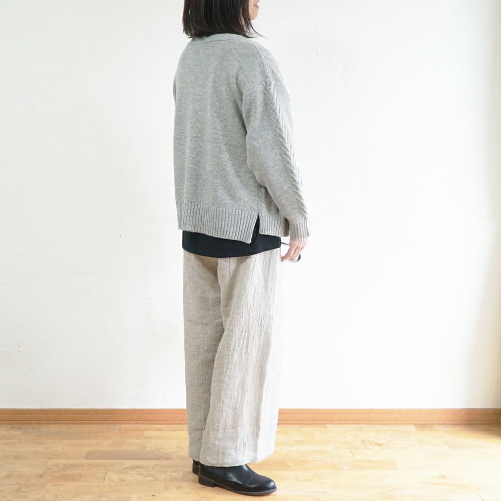 Branch m‘.,ブランチエム,ナチュラル,30代,40代,50代,60代,ウール,ゆったり,knit,ニット,ウール混,カーディガン,ケーブルニット,ケーブルニットカーディガン,ニットカーディガン,ニットカーデ,ケーブル編み