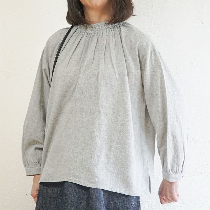 Branch m‘.,ブランチエム,ナチュラル,30代,40代,50代,60代,コットン,綿,ゆったり,blouse,ブラウス,フリルブラウス,