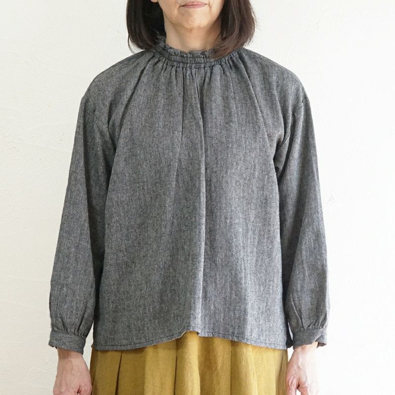 Branch m‘.,ブランチエム,ナチュラル,30代,40代,50代,60代,コットン,綿,ゆったり,blouse,ブラウス,フリルブラウス,