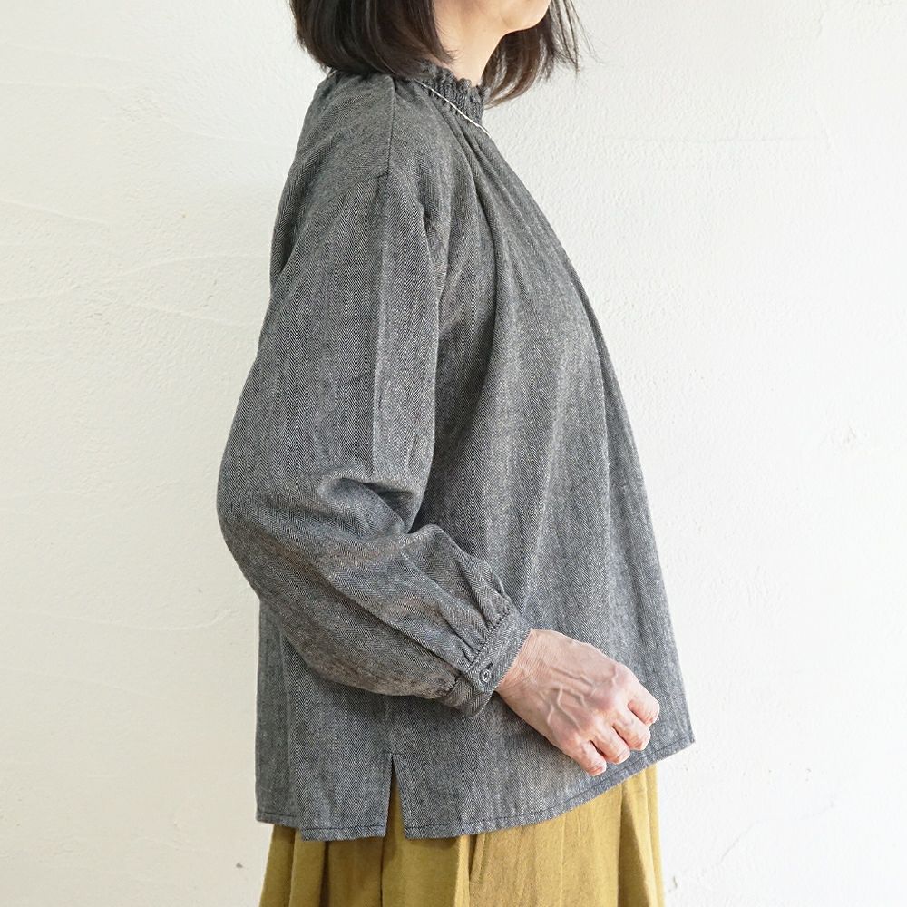 Branch m‘.,ブランチエム,ナチュラル,30代,40代,50代,60代,コットン,綿,ゆったり,blouse,ブラウス,フリルブラウス,