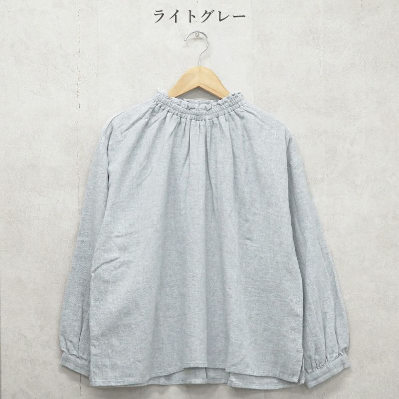 Branch m‘.,ブランチエム,ナチュラル,30代,40代,50代,60代,コットン,綿,ゆったり,blouse,ブラウス,フリルブラウス,