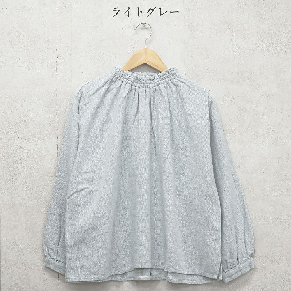 Branch m‘.,ブランチエム,ナチュラル,30代,40代,50代,60代,コットン,綿,ゆったり,blouse,ブラウス,フリルブラウス,