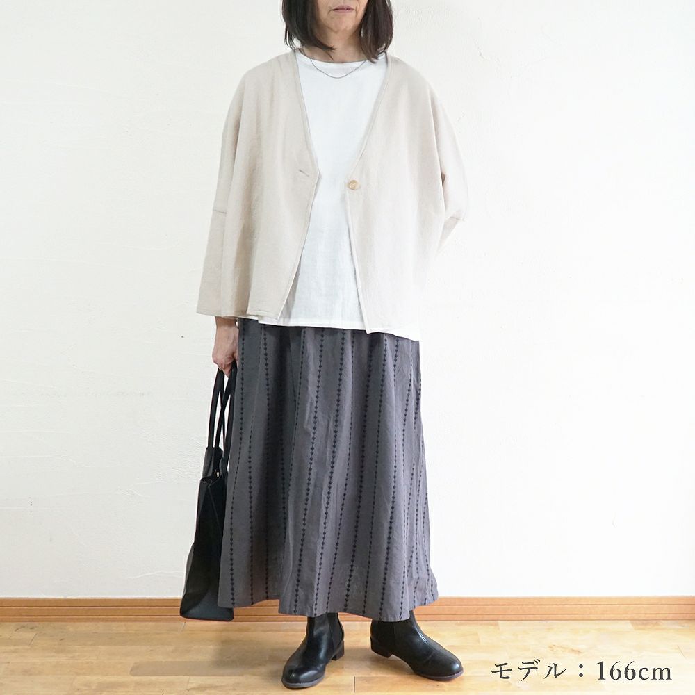 Branch m‘.,ブランチエム,ナチュラル,30代,40代,50代,60代,コットン,綿,ゆったり,スカート,フレアスカート,タックスカート,
