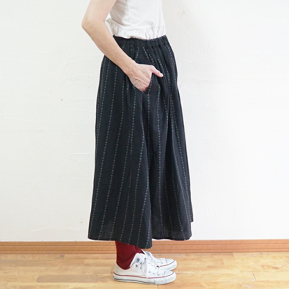 Branch m‘.,ブランチエム,ナチュラル,30代,40代,50代,60代,コットン,綿,ゆったり,スカート,フレアスカート,タックスカート,