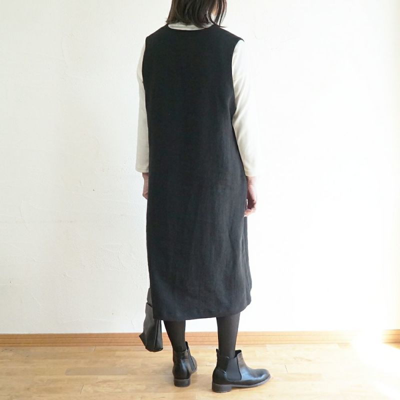 Branch m‘.,ブランチエム,ナチュラル,30代,40代,50代,60代,ゆったり,ウール,リネン,リネンウール,ワンピース,リネンワンピース,ノースリーブワンピース,キーネック,キーネックワンピース,