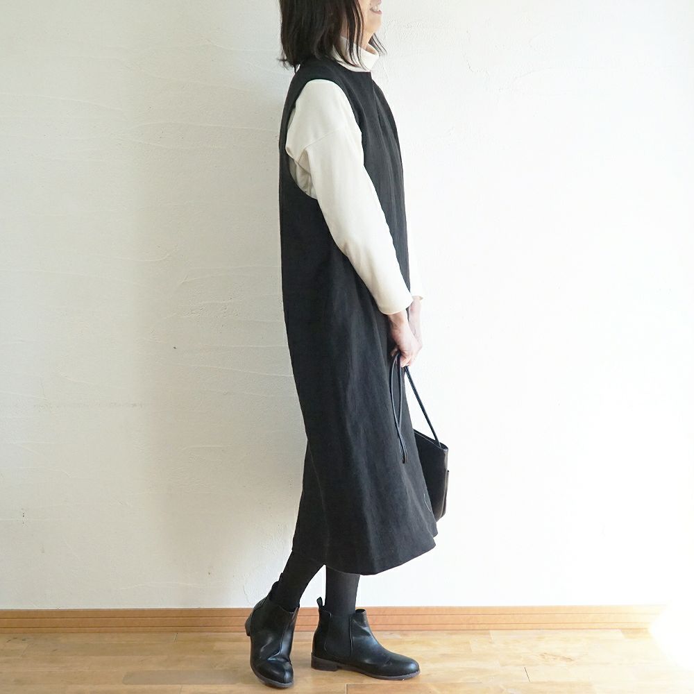 Branch m‘.,ブランチエム,ナチュラル,30代,40代,50代,60代,ゆったり,ウール,リネン,リネンウール,ワンピース,リネンワンピース,ノースリーブワンピース,キーネック,キーネックワンピース,