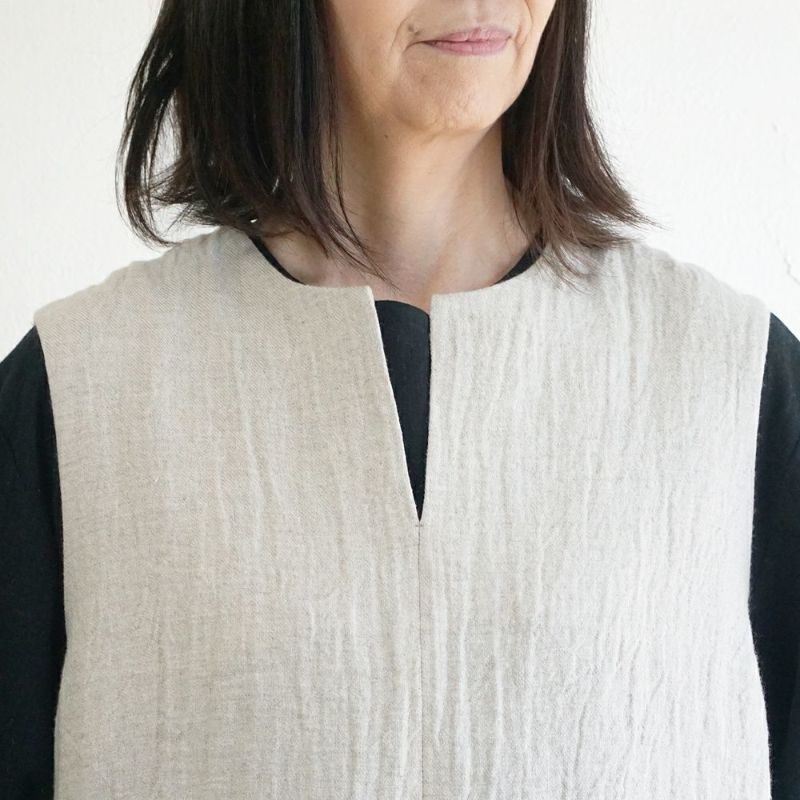 Branch m‘.,ブランチエム,ナチュラル,30代,40代,50代,60代,ゆったり,ウール,リネン,リネンウール,ワンピース,リネンワンピース,ノースリーブワンピース,キーネック,キーネックワンピース,