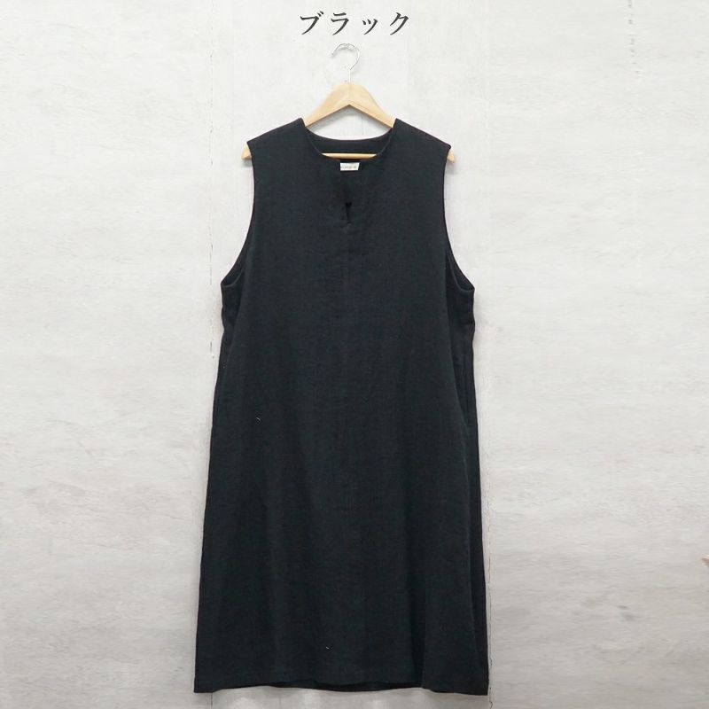 Branch m‘.,ブランチエム,ナチュラル,30代,40代,50代,60代,ゆったり,ウール,リネン,リネンウール,ワンピース,リネンワンピース,ノースリーブワンピース,キーネック,キーネックワンピース,