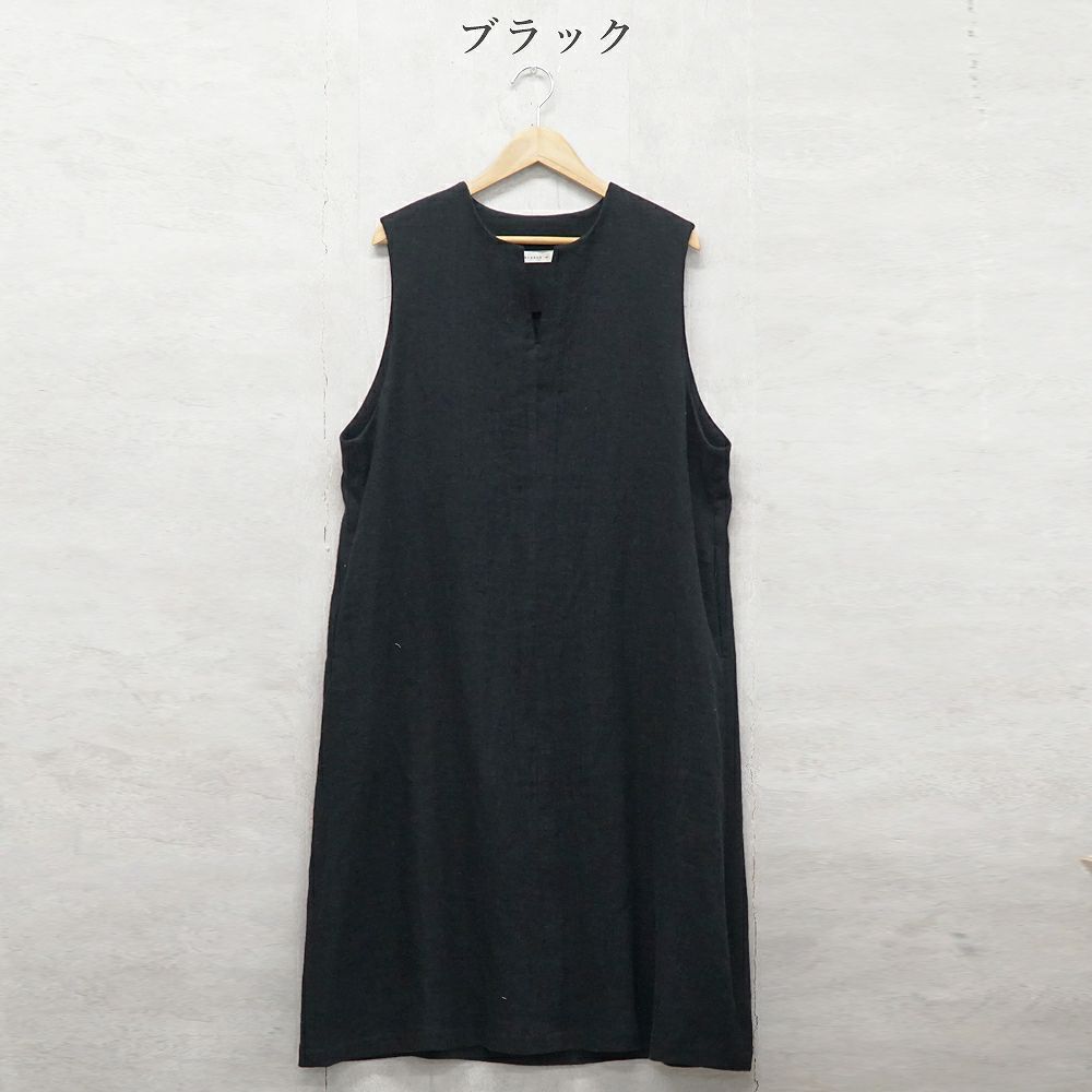 Branch m‘.,ブランチエム,ナチュラル,30代,40代,50代,60代,ゆったり,ウール,リネン,リネンウール,ワンピース,リネンワンピース,ノースリーブワンピース,キーネック,キーネックワンピース,