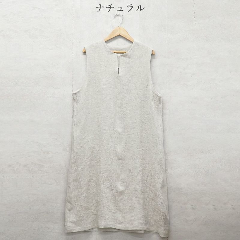 Branch m‘.,ブランチエム,ナチュラル,30代,40代,50代,60代,ゆったり,ウール,リネン,リネンウール,ワンピース,リネンワンピース,ノースリーブワンピース,キーネック,キーネックワンピース,