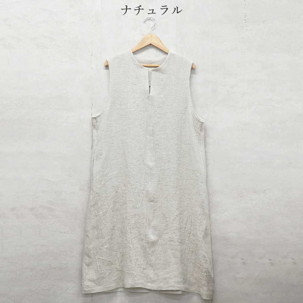 Branch m‘.,ブランチエム,ナチュラル,30代,40代,50代,60代,ゆったり,ウール,リネン,リネンウール,ワンピース,リネンワンピース,ノースリーブワンピース,キーネック,キーネックワンピース,