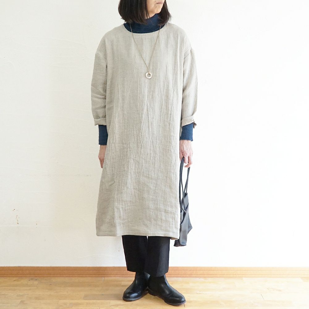 Branch m‘.,ブランチエム,ナチュラル,30代,40代,50代,60代,ゆったり,ウール,リネン,リネンウール,ワンピース,リネンワンピース,長袖ワンピース,