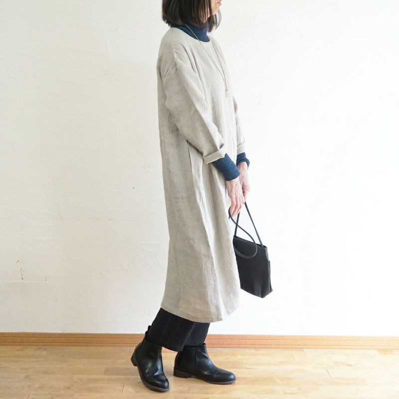 Branch m‘.,ブランチエム,ナチュラル,30代,40代,50代,60代,ゆったり,ウール,リネン,リネンウール,ワンピース,リネンワンピース,長袖ワンピース,