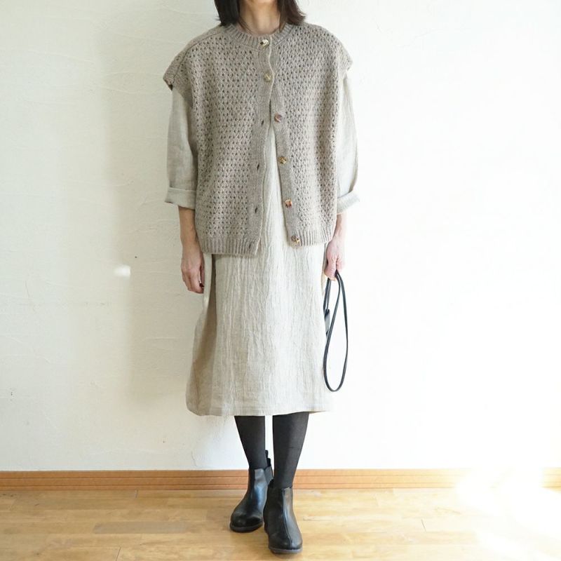 Branch m‘.,ブランチエム,ナチュラル,30代,40代,50代,60代,ゆったり,ウール,リネン,リネンウール,ワンピース,リネンワンピース,長袖ワンピース,