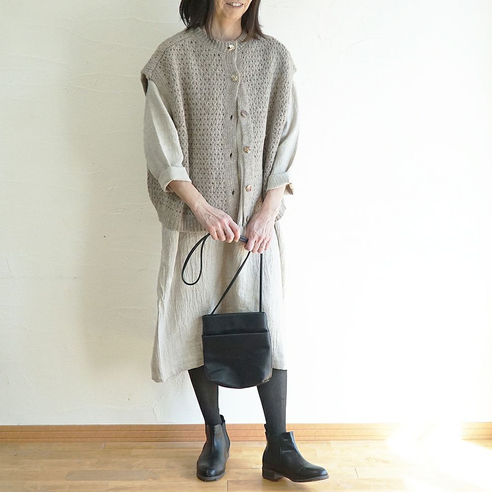 Branch m‘.,ブランチエム,ナチュラル,30代,40代,50代,60代,ゆったり,ウール,リネン,リネンウール,ワンピース,リネンワンピース,長袖ワンピース,